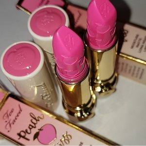 2 Too Faced Peach Kiss Lipsticks "I Think in Pink"